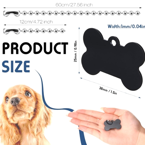 150 + Pieces Blank Dog Pet Metal Bone Shaped Id Tags Aluminum Steel Chains Key - Picture 7 of 7